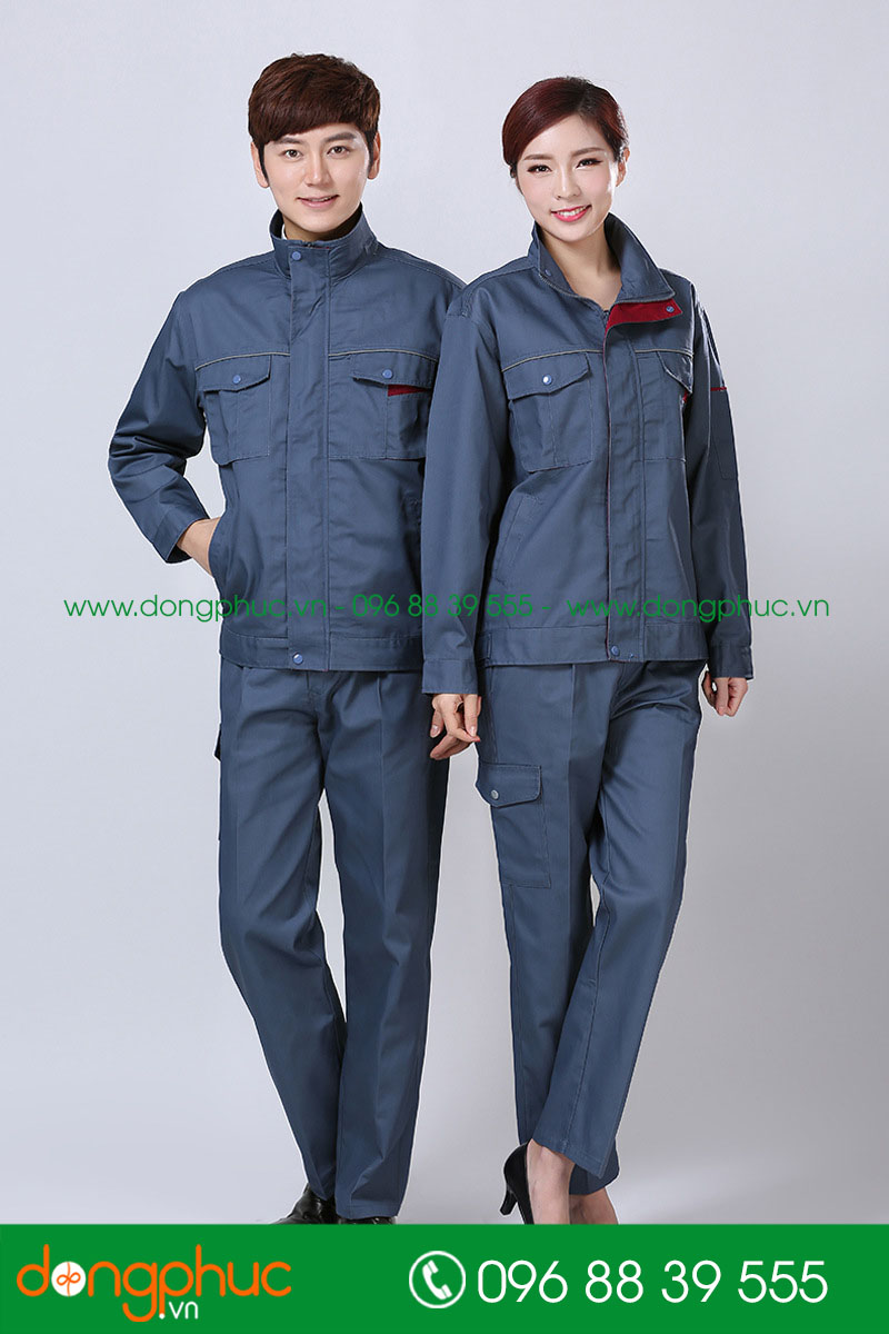 Mẫu bảo hộ màu xanh đậm phối đỏ đô